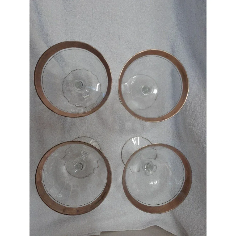 Tiffin-Franciscan 24 K Gold Rimmed 4 Champagne Glasses